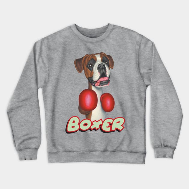 Cute Boxer Dog  wearing Boxing Gloves Crewneck Sweatshirt by Danny Gordon Art